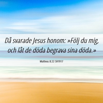 Picture 06 - Matteus 8:22 SV1917 - Då svarade Jesus honom: »Följ du mig, och låt - Bible Verse Picture