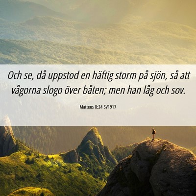 Picture 06 - Matteus 8:24 SV1917 - Och se, då uppstod en häftig storm på sjön, - Bible Verse Picture