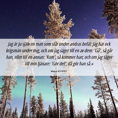 Picture 06 - Matteus 8:9 SV1917 - Jag är ju själv en man som står under andras - Bible Verse Picture