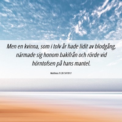 Picture 06 - Matteus 9:20 SV1917 - Men en kvinna, som i tolv år hade lidit av - Bible Verse Picture