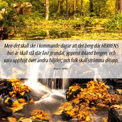 Picture 06 - Mika 4:1 SV1917 - Men det skall ske i kommande dagar att det berg - Bible Verse Picture