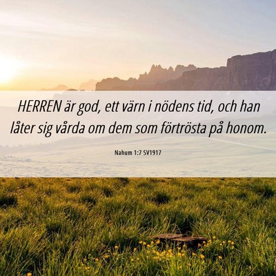 Picture 06 - Nahum 1:7 SV1917 - HERREN är god, ett värn i nödens tid, och han - Bible Verse Picture