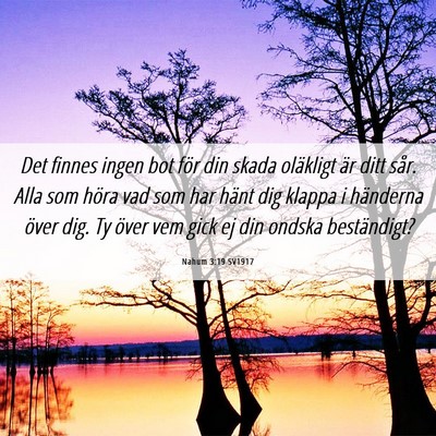 Picture 06 - Nahum 3:19 SV1917 - Det finnes ingen bot för din skada oläkligt är - Bible Verse Picture