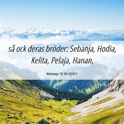 Picture 06 - Nehemja 10:10 SV1917 - så ock deras bröder: Sebanja, Hodia, Kelita, - Bible Verse Picture
