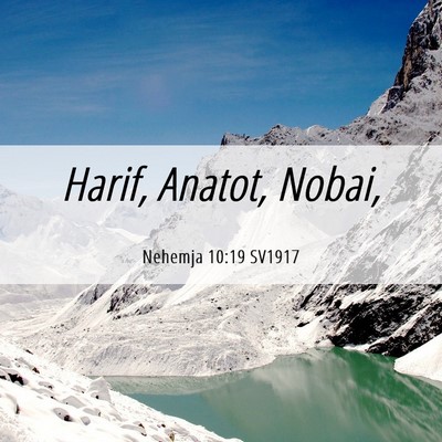 Picture 06 - Nehemja 10:19 SV1917 - Harif, Anatot, - Bible Verse Picture