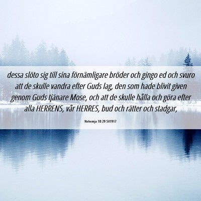 Picture 06 - Nehemja 10:29 SV1917 - dessa slöto sig till sina förnämligare bröder - Bible Verse Picture