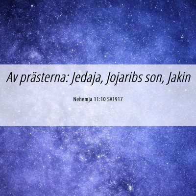 Picture 06 - Nehemja 11:10 SV1917 - Av prästerna: Jedaja, Jojaribs son, - Bible Verse Picture