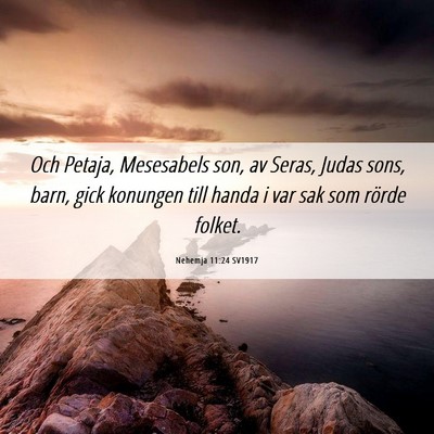 Picture 06 - Nehemja 11:24 SV1917 - Och Petaja, Mesesabels son, av Seras, Judas sons, - Bible Verse Picture
