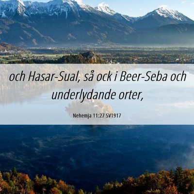 Picture 06 - Nehemja 11:27 SV1917 - och Hasar-Sual, så ock i Beer-Seba och - Bible Verse Picture