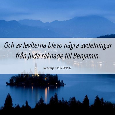 Picture 06 - Nehemja 11:36 SV1917 - Och av leviterna blevo några avdelningar från - Bible Verse Picture