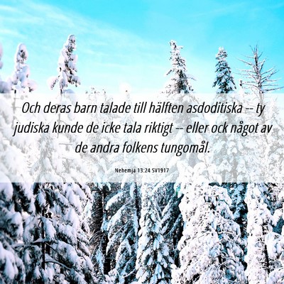 Picture 06 - Nehemja 13:24 SV1917 - Och deras barn talade till hälften asdoditiska - Bible Verse Picture