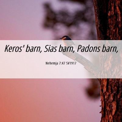 Picture 06 - Nehemja 7:47 SV1917 - Keros' barn, Sias barn, Padons - Bible Verse Picture