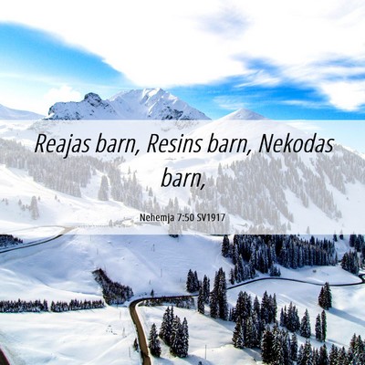 Picture 06 - Nehemja 7:50 SV1917 - Reajas barn, Resins barn, Nekodas - Bible Verse Picture