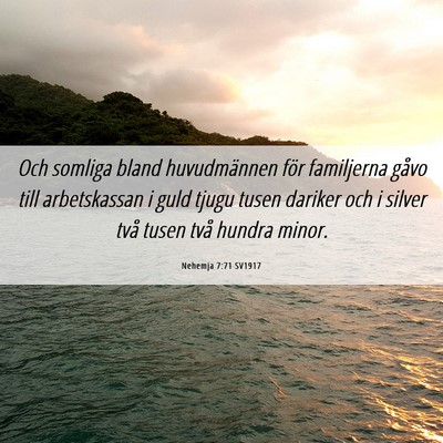 Picture 06 - Nehemja 7:71 SV1917 - Och somliga bland huvudmännen för familjerna - Bible Verse Picture
