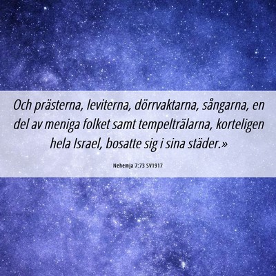 Picture 06 - Nehemja 7:73 SV1917 - Och prästerna, leviterna, dörrvaktarna, - Bible Verse Picture