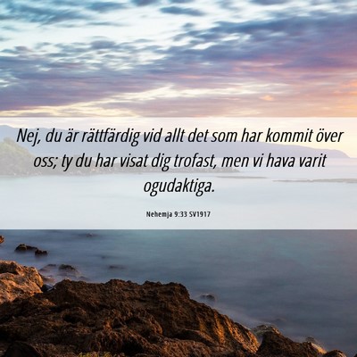 Picture 06 - Nehemja 9:33 SV1917 - Nej, du är rättfärdig vid allt det som har - Bible Verse Picture