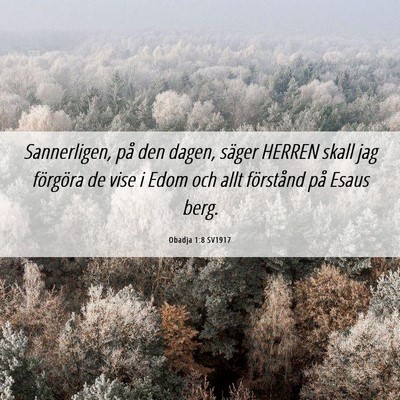 Picture 06 - Obadja 1:8 SV1917 - Sannerligen, på den dagen, säger HERREN skall - Bible Verse Picture