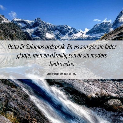 Picture 06 - Ordspråksboken 10:1 SV1917 - Detta är Salomos ordspråk. En vis son gör sin - Bible Verse Picture
