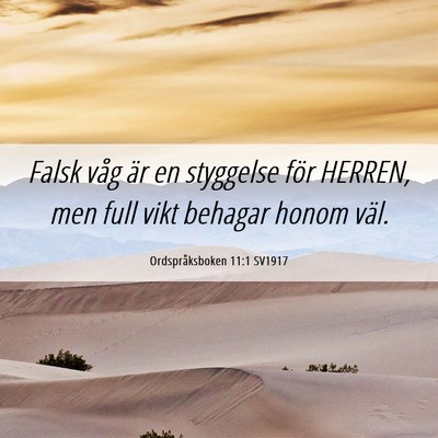 Picture 06 - Ordspråksboken 11:1 SV1917 - Falsk våg är en styggelse för HERREN, men full - Bible Verse Picture