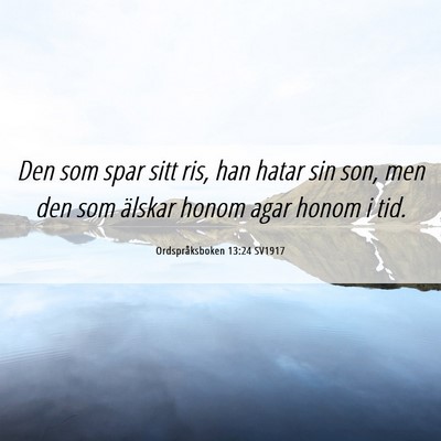 Picture 06 - Ordspråksboken 13:24 SV1917 - Den som spar sitt ris, han hatar sin son, men den - Bible Verse Picture