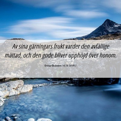 Picture 06 - Ordspråksboken 14:14 SV1917 - Av sina gärningars frukt varder den avfällige - Bible Verse Picture