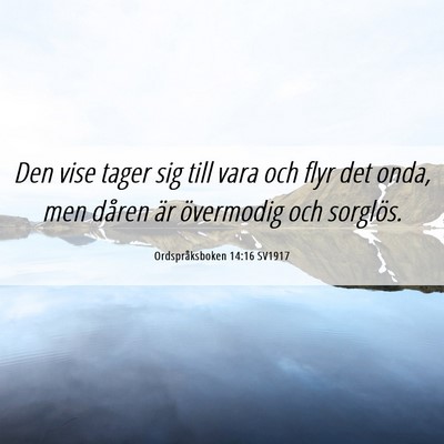 Picture 06 - Ordspråksboken 14:16 SV1917 - Den vise tager sig till vara och flyr det onda, - Bible Verse Picture