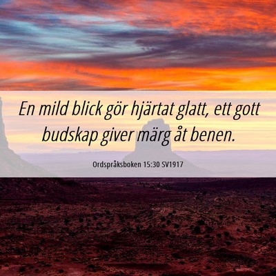 Picture 06 - Ordspråksboken 15:30 SV1917 - En mild blick gör hjärtat glatt, ett gott - Bible Verse Picture