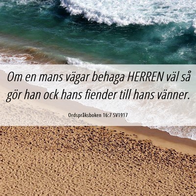 Picture 06 - Ordspråksboken 16:7 SV1917 - Om en mans vägar behaga HERREN väl så gör han - Bible Verse Picture