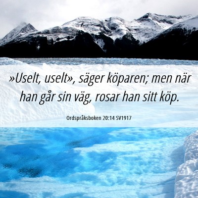 Picture 06 - Ordspråksboken 20:14 SV1917 - »Uselt, uselt», säger köparen; men när han - Bible Verse Picture