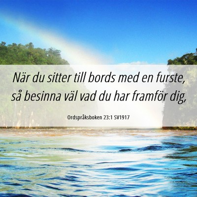 Picture 06 - Ordspråksboken 23:1 SV1917 - När du sitter till bords med en furste, så - Bible Verse Picture