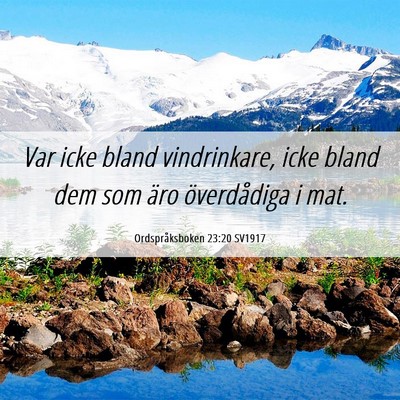 Picture 06 - Ordspråksboken 23:20 SV1917 - Var icke bland vindrinkare, icke bland dem som - Bible Verse Picture