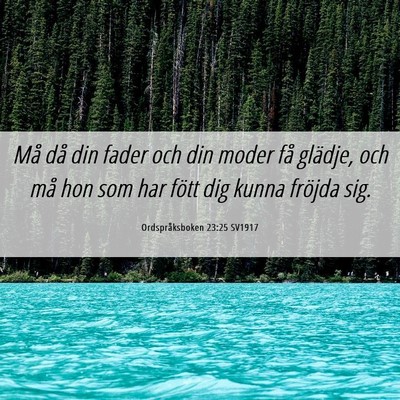 Picture 06 - Ordspråksboken 23:25 SV1917 - Må då din fader och din moder få glädje, och - Bible Verse Picture