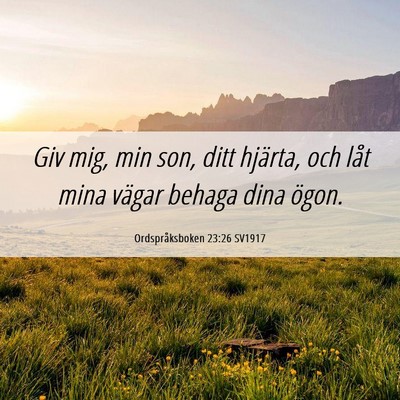 Picture 06 - Ordspråksboken 23:26 SV1917 - Giv mig, min son, ditt hjärta, och låt mina - Bible Verse Picture
