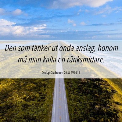 Picture 06 - Ordspråksboken 24:8 SV1917 - Den som tänker ut onda anslag, honom må man - Bible Verse Picture