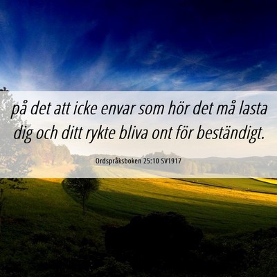 Picture 06 - Ordspråksboken 25:10 SV1917 - på det att icke envar som hör det må lasta dig - Bible Verse Picture