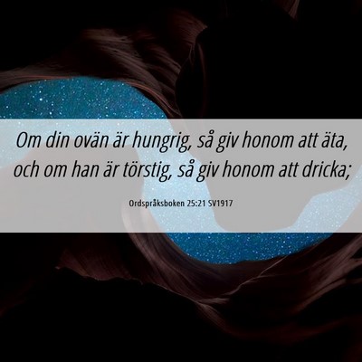 Picture 06 - Ordspråksboken 25:21 SV1917 - Om din ovän är hungrig, så giv honom att äta, - Bible Verse Picture