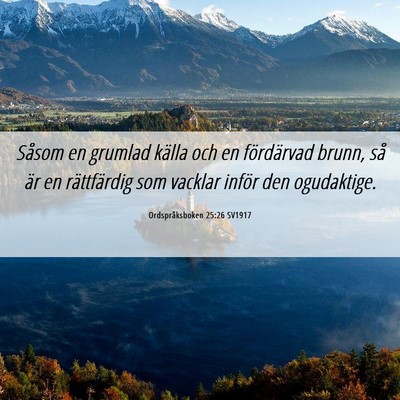 Picture 06 - Ordspråksboken 25:26 SV1917 - Såsom en grumlad källa och en fördärvad - Bible Verse Picture