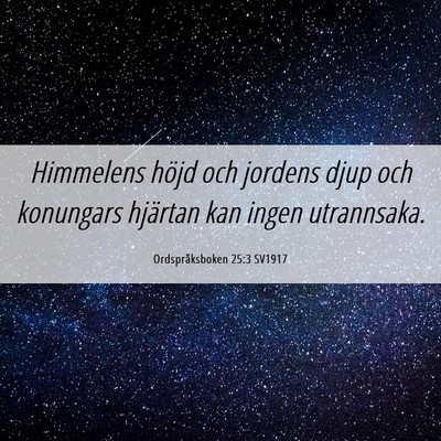 Picture 06 - Ordspråksboken 25:3 SV1917 - Himmelens höjd och jordens djup och konungars - Bible Verse Picture