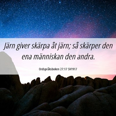 Picture 06 - Ordspråksboken 27:17 SV1917 - Järn giver skärpa åt järn; så skärper den - Bible Verse Picture