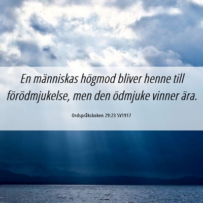 Picture 06 - Ordspråksboken 29:23 SV1917 - En människas högmod bliver henne till - Bible Verse Picture