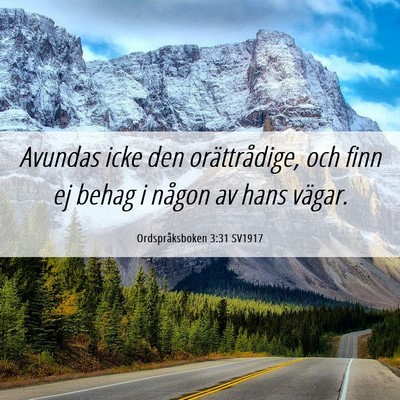 Picture 06 - Ordspråksboken 3:31 SV1917 - Avundas icke den orättrådige, och finn ej behag - Bible Verse Picture