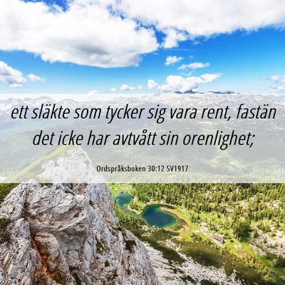 Picture 06 - Ordspråksboken 30:12 SV1917 - ett släkte som tycker sig vara rent, fastän det - Bible Verse Picture