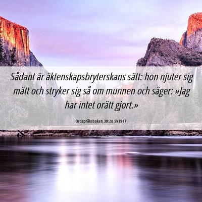 Picture 06 - Ordspråksboken 30:20 SV1917 - Sådant är äktenskapsbryterskans sätt: hon - Bible Verse Picture