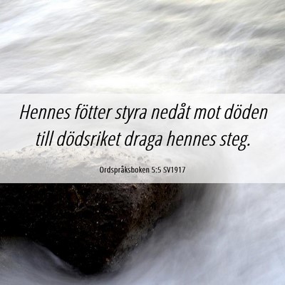 Picture 06 - Ordspråksboken 5:5 SV1917 - Hennes fötter styra nedåt mot döden till - Bible Verse Picture