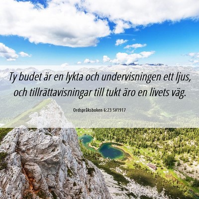 Picture 06 - Ordspråksboken 6:23 SV1917 - Ty budet är en lykta och undervisningen ett - Bible Verse Picture
