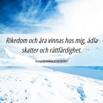 Picture 06 - Ordspråksboken 8:18 SV1917 - Rikedom och ära vinnas hos mig, ädla skatter - Bible Verse Picture