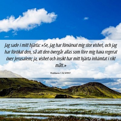 Picture 06 - Predikaren 1:16 SV1917 - Jag sade i mitt hjärta: »Se, jag har - Bible Verse Picture