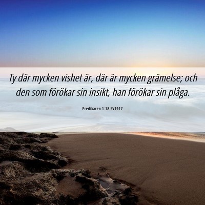 Picture 06 - Predikaren 1:18 SV1917 - Ty där mycken vishet är, där är mycken - Bible Verse Picture