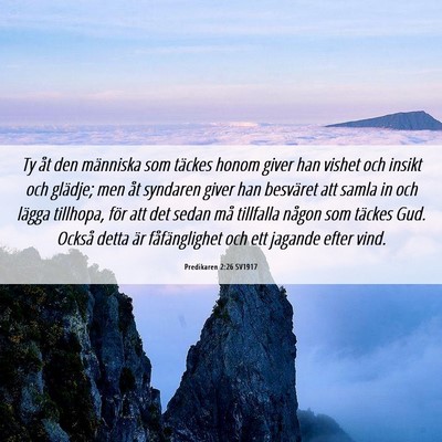 Picture 06 - Predikaren 2:26 SV1917 - Ty åt den människa som täckes honom giver han - Bible Verse Picture