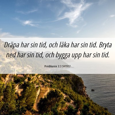 Picture 06 - Predikaren 3:3 SV1917 - Dräpa har sin tid, och läka har sin tid. Bryta - Bible Verse Picture